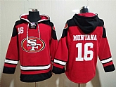 49ers 16 Joe Montana Red All Stitched Sweatshirt Hoodie,baseball caps,new era cap wholesale,wholesale hats